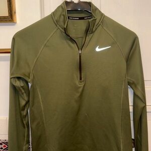 Nike Running 1/2 Zip Pullover Dri-Fit Olive Green